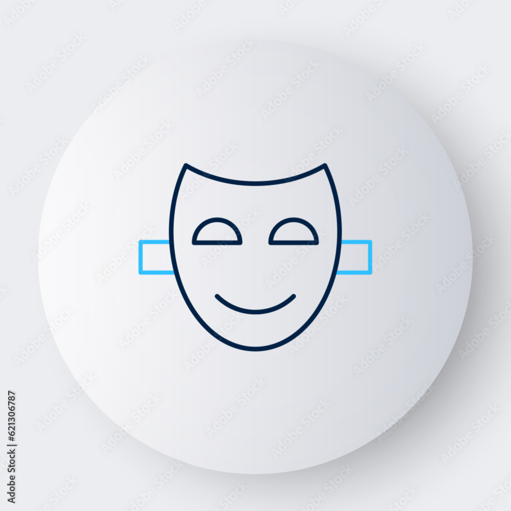 Line Comedy theatrical mask icon isolated on white background. Colorful outline concept. Vector Line Comedy theatrical mask icon isolated on white background. Colorful outline concept. Vector
