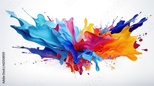 Colorful splash of paint on white background - Generative AI