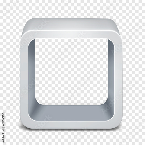 White blank exhibition cube table pedestal on transparent background realistic vector mockup. Trade show square plinth display stand mock-up. Template for design