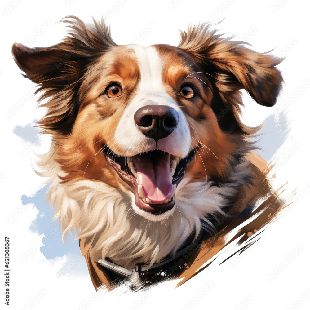 The pet-themed photorealistic dog puppy is happy, smiling, and healthy. (Illustration, Generative AI)