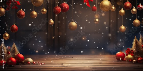AI Generated. AI Generative. Xmas Christmas New Year holiday celebration traditional family winter time background decoration poster. Graphic Art Illustration