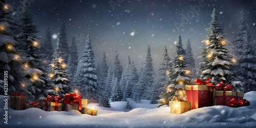 AI Generated. AI Generative. Xmas Christmas New Year holiday celebration traditional family winter time background decoration poster. Graphic Art Illustration