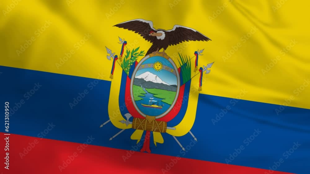 Flag of the ecuador waving animation. looping National ecuador flag animation background.