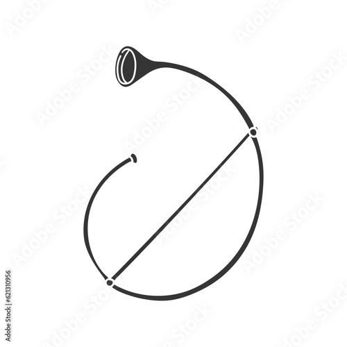 Roman Cornu Icon Silhouette Illustration. Old Instruments Vector Graphic Pictogram Symbol Clip Art. Doodle Sketch Black Sign.