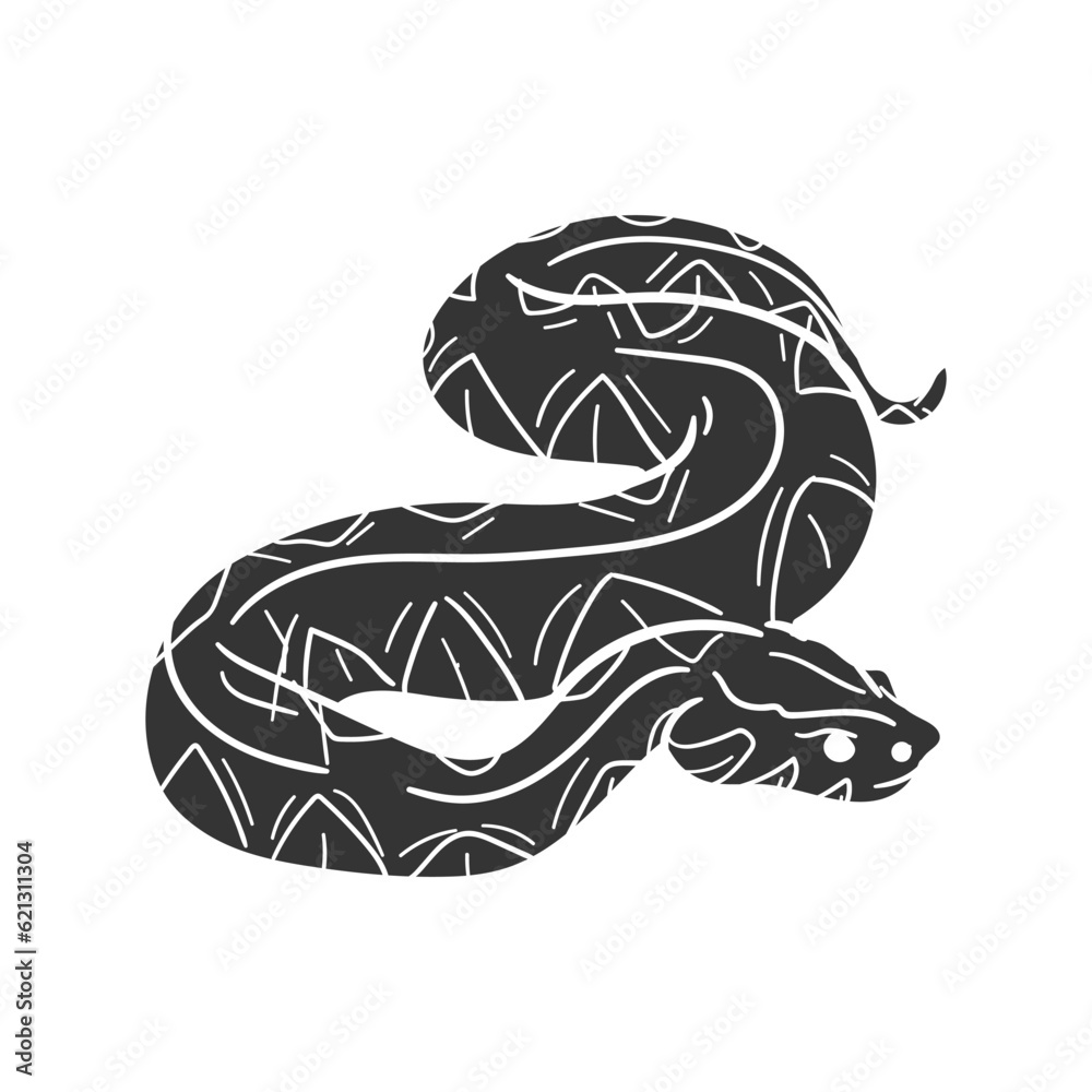 Copperhead Snake Icon Silhouette Illustration. Desert Animals Vector