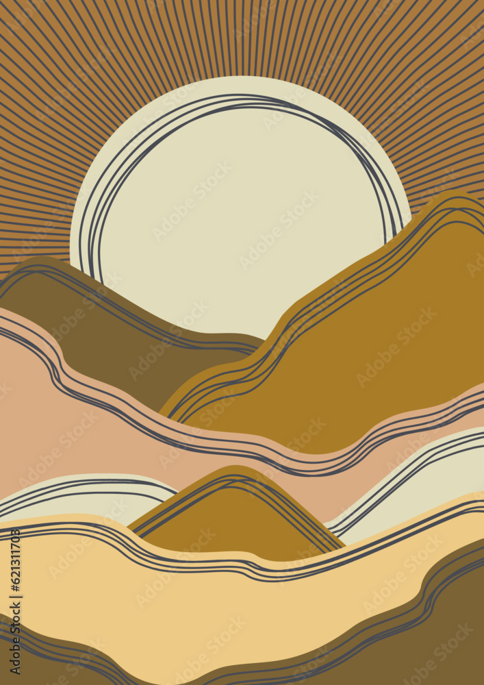 Abstract contemporary aesthetic background with sunset landscape Abstract contemporary aesthetic background with sunset landscape