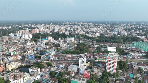 aerial view of the city, bogura, bangladesh