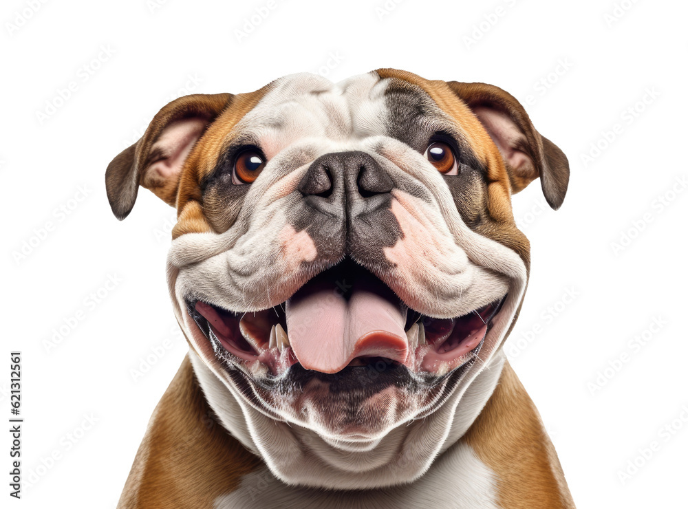 Portrait of a bulldog isolated on transparent background, Generative AI