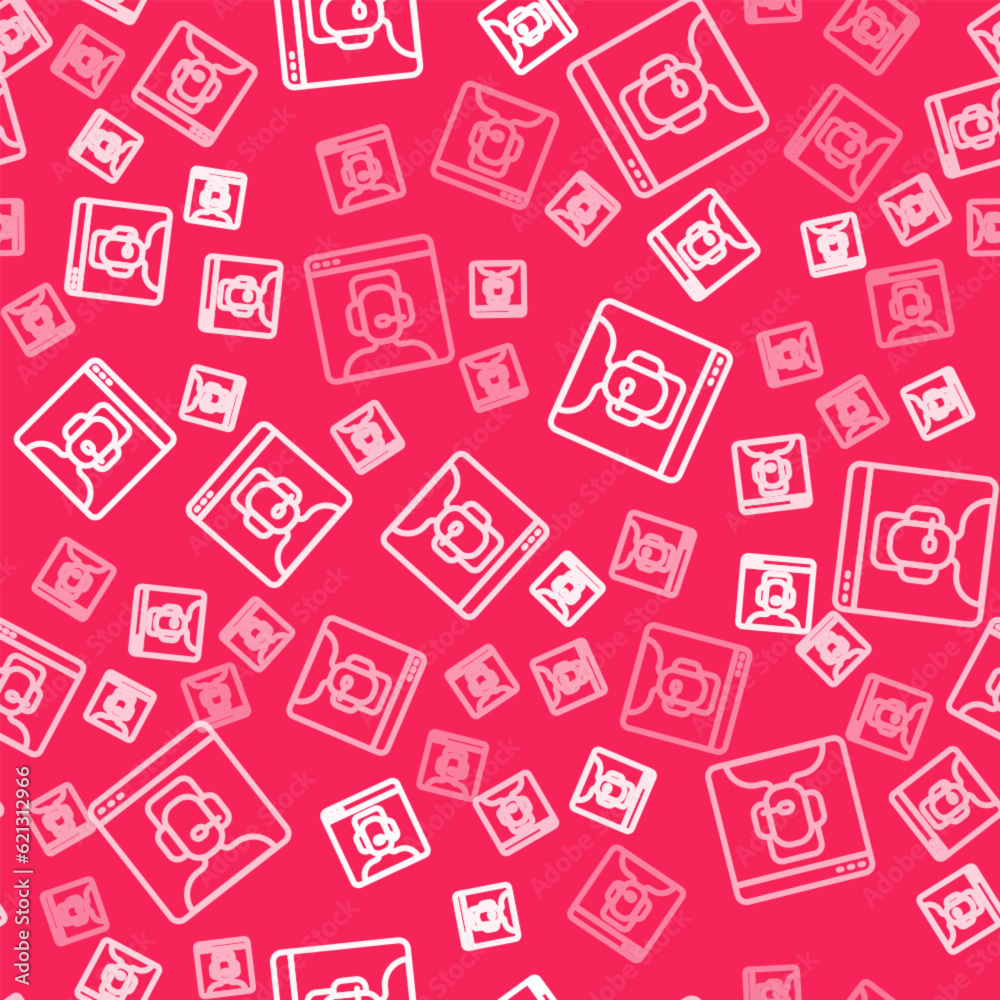 White line Telephone 24 hours support icon isolated seamless pattern on red background. All-day customer support call-center. Full time call services. Vector White line Telephone 24 hours support icon isolated seamless pattern on red background. All-day customer support call-center. Full time call services. Vector