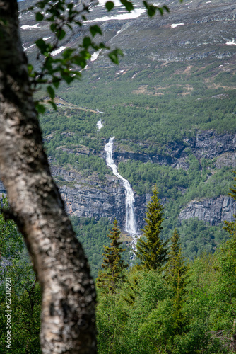 Landscape photo of waterfall in mountains
