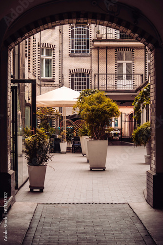 gate point of view for beauti old town home garden with amazing texture on the wall