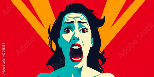 Captivating vintage image of a woman displaying intense fear; the raw emotion captured leading to powerful visual storytelling. Must-have for impactful narratives. Generative AI