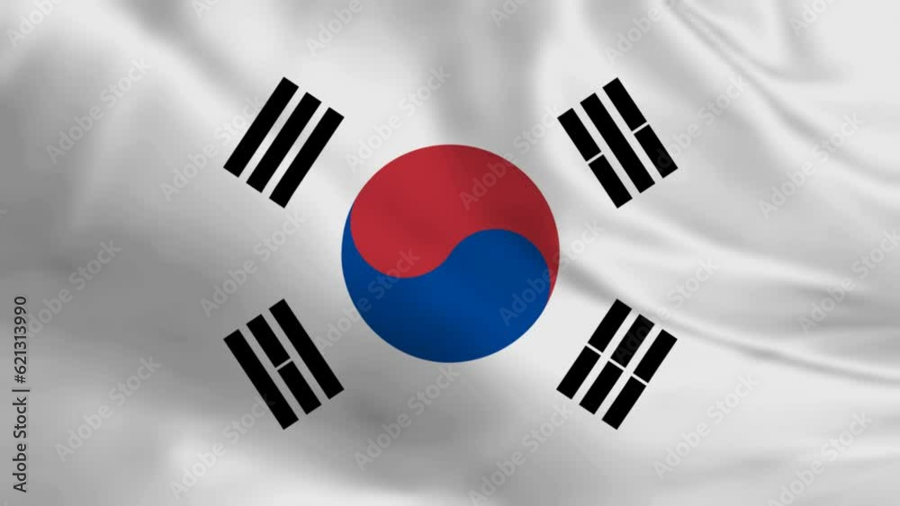 Flag of the south korea waving animation. looping National south korea flag animation background. Flag of the south korea waving animation. looping National south korea flag animation background.