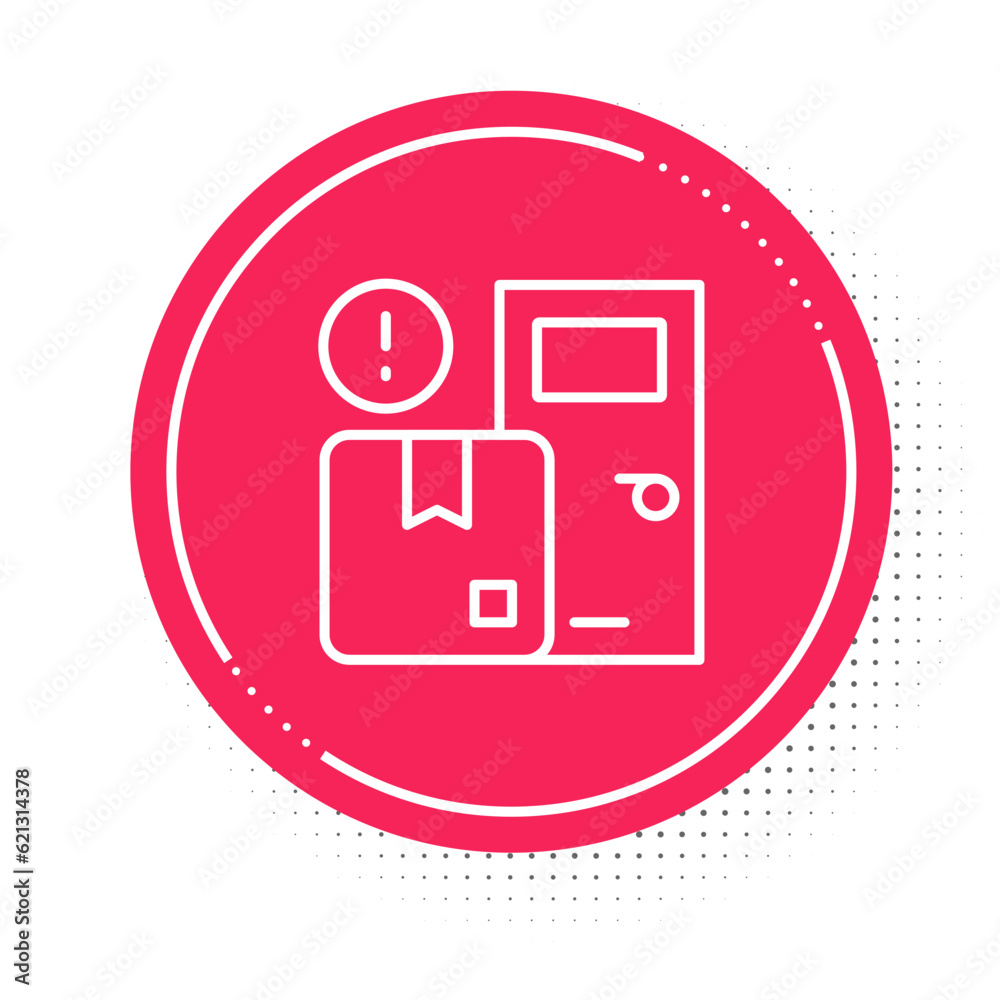 White line Home delivery services icon isolated on white background. Red circle button. Vector White line Home delivery services icon isolated on white background. Red circle button. Vector