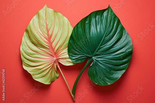 Green red plants nature tropical flora orange bloom colorful beauty close-up flamingo