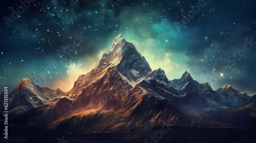 Mountain at night under a starry sky, Generative AI © Ameer