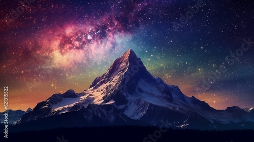 Mountain at night under a starry sky  Generative AI