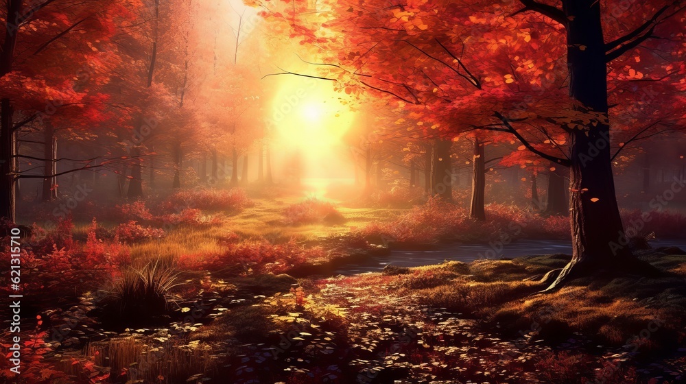 Natures sunshine, autumn, HD wallpaper, autumn in the forest, Generative AI