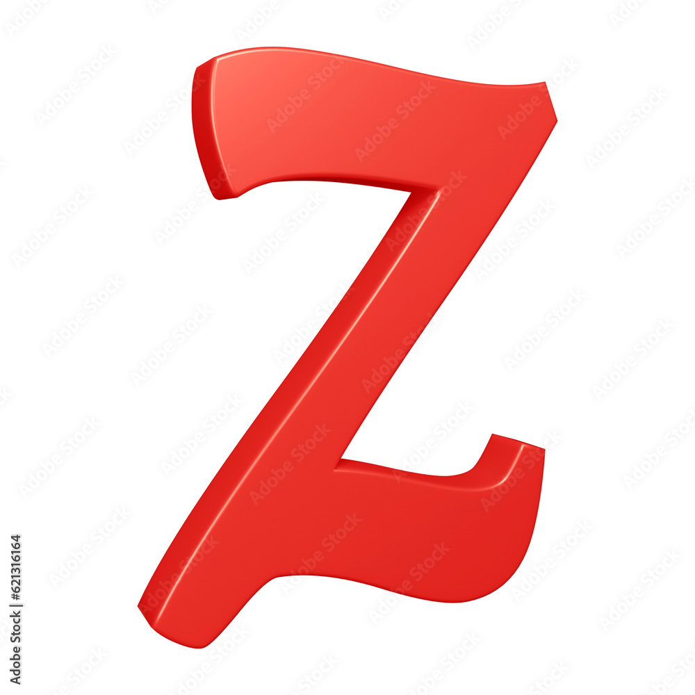 3D red alphabet letter z for education and text concept 3D red alphabet letter z for education and text concept