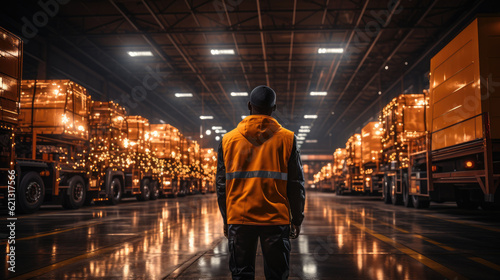 photograph of engineer working in industrial warehouse,ai generater