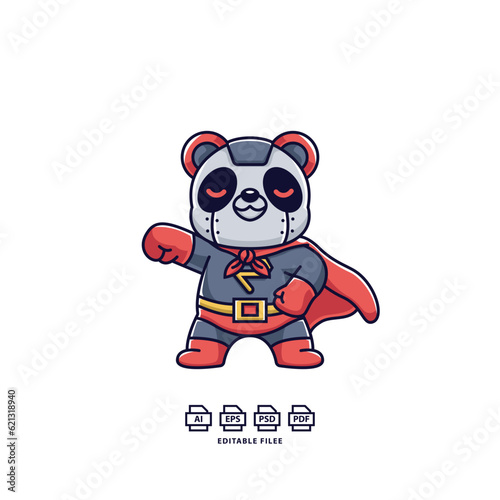 Fototapeta Naklejka Na Ścianę i Meble -  Super hero panda logo mascot, logo template vector.