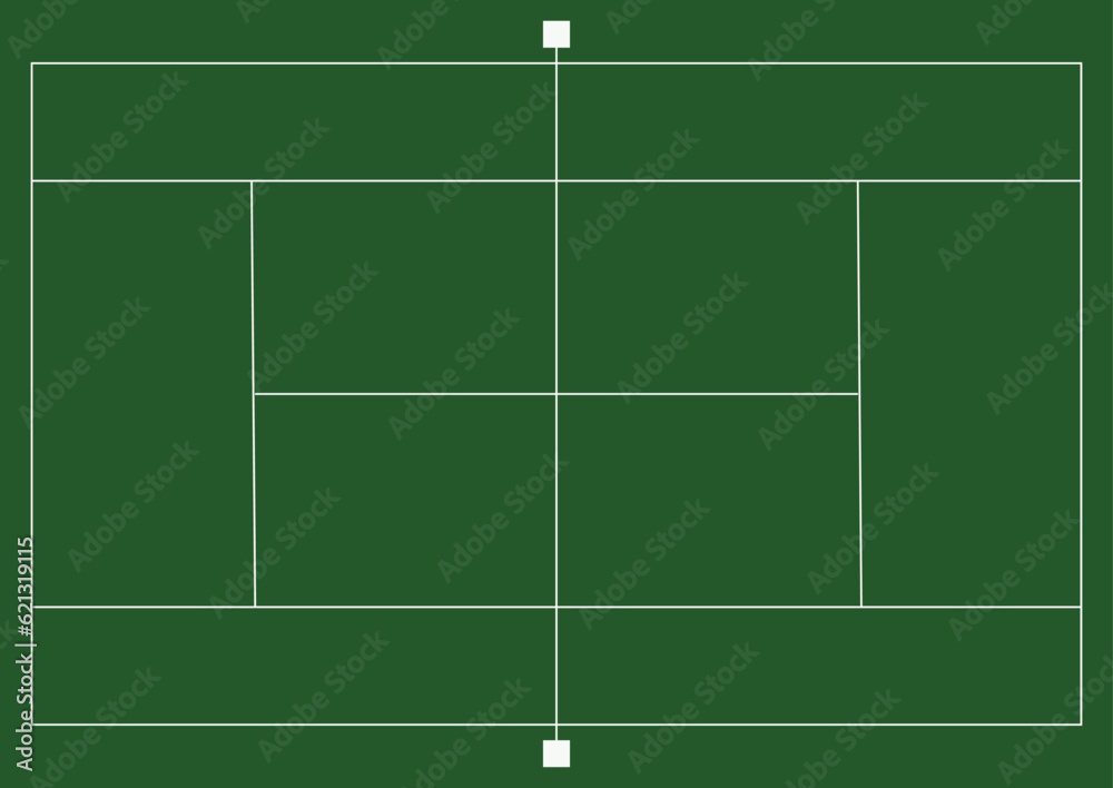 Tennis court . Top view . The exact proportions . Vector