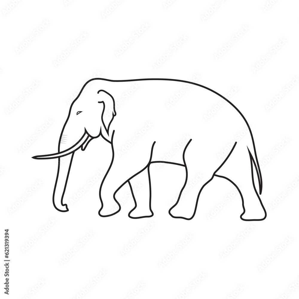 Elephant Line drawing icon isolated on white background. Vector illustration EPS 10. Editable stroke.