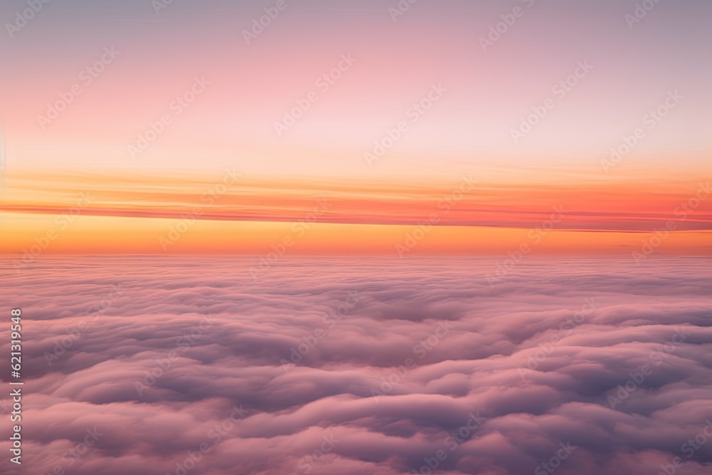 Obraz premium Pink Sunset Sky Over Nature Landscape. Abstract View of Colorful Generative AI illustrations