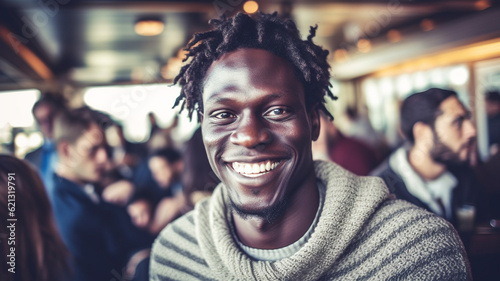 adult black man, in a bar i...