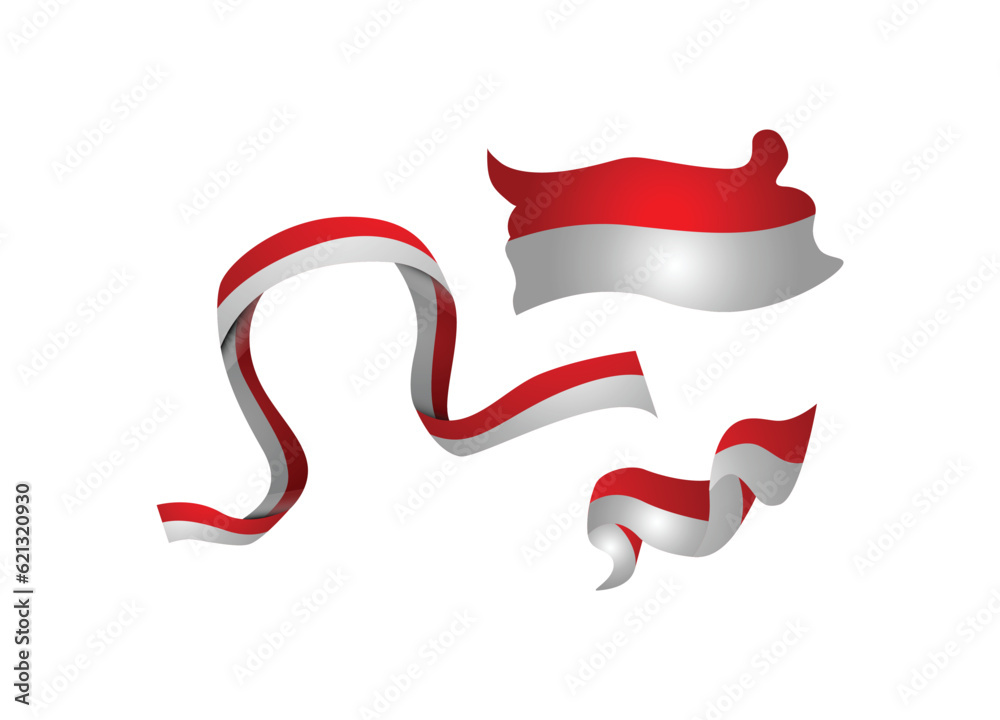 Three red and white indonesia flag illustration design Three red and white indonesia flag illustration design