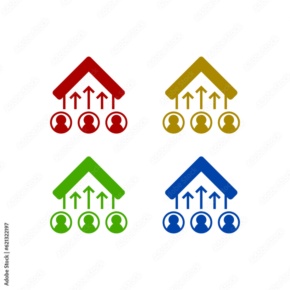 Residents icon with a house set Residents icon with a house set