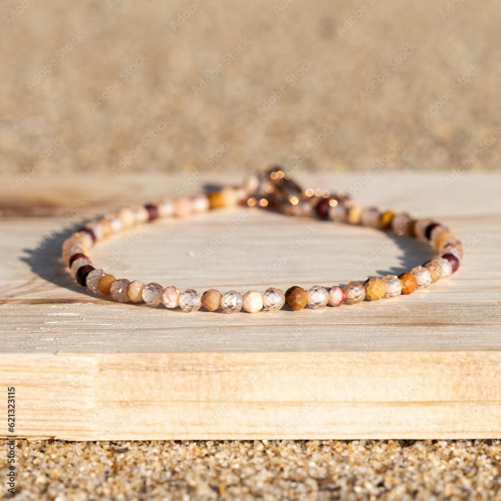 Gemstone small beaded tiny bracelet. Energy crystals, healing stone jewelry. Handmade accessories.