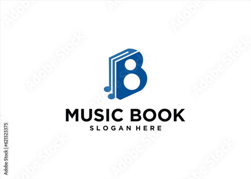 book and music logo design vector