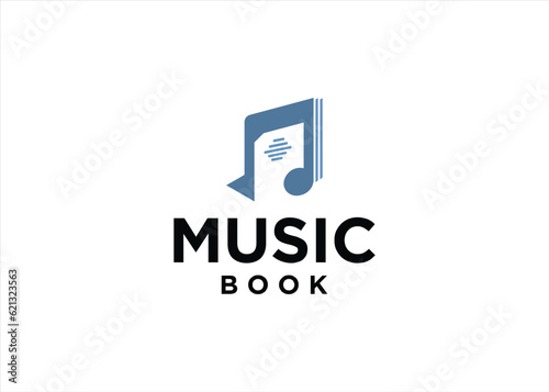 book and music logo design vector