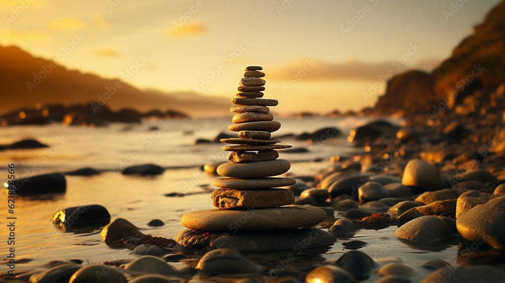stack of stones HD 8K wallpaper Stock Photographic Image