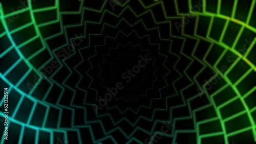 Abstract hypnotic video geometry, waves, music visualization, background  yellow, star