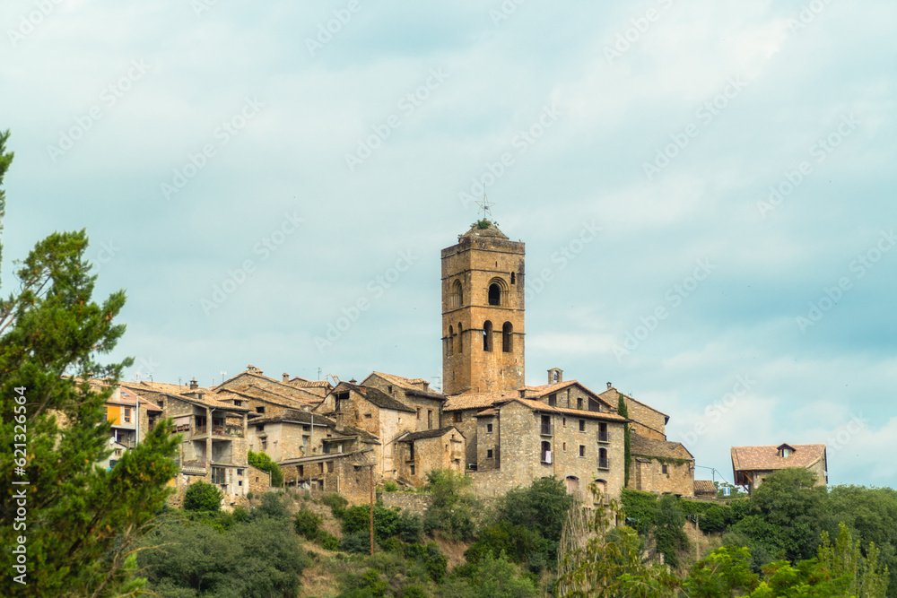 Panoramic view of the old town of Boltaña, Huesca (Aragón-Spain)