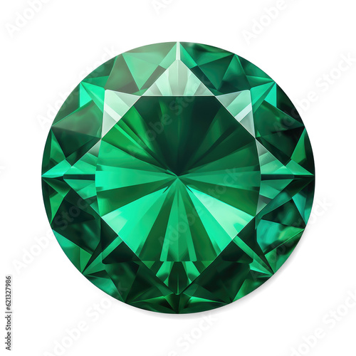 round emerald deep green color realistic , isolated on transparent background, PNG
