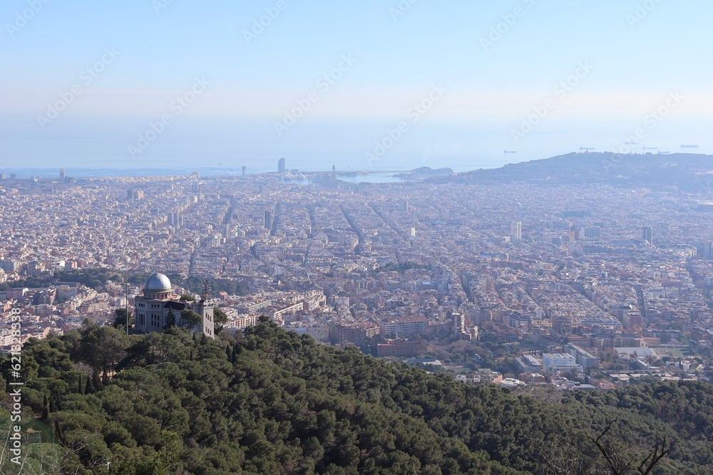 A view from Tibidabo mountain, Barcelona, Spain