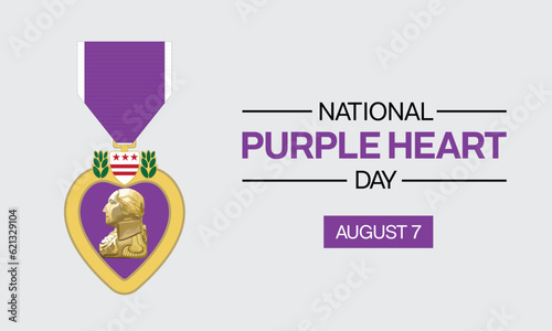 National Purple Heart Day design with Purple Heart medal on a white background. Vector illustration