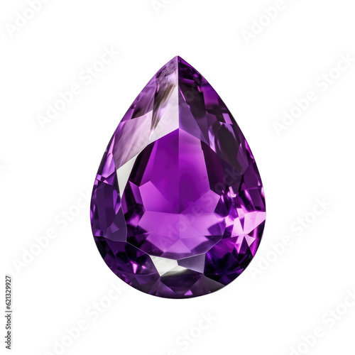 tear shaped amethyst deep purple color , isolated on transparent background, PNG