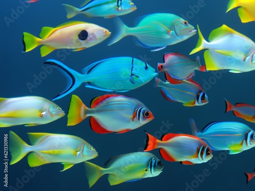 different colorful fish in the water