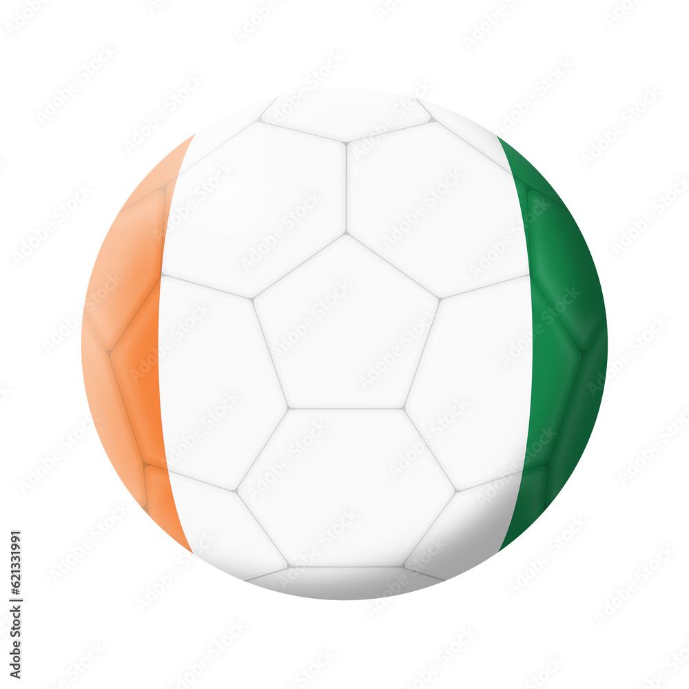 Ivory Coast Cote dIvoire soccer ball football 3d illustration with clipping path Ivory Coast Cote dIvoire soccer ball football 3d illustration with clipping path