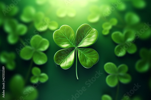 Clover leaf on green background St Patricks day