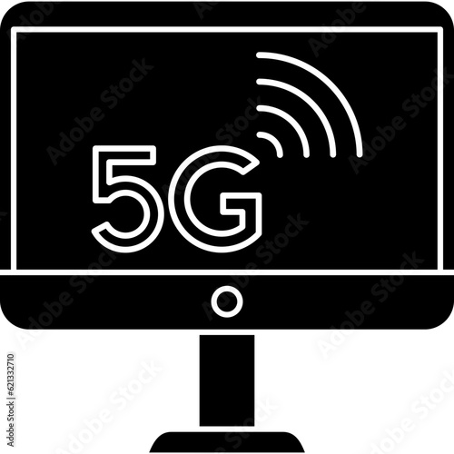  Computer icon with 5g network symbol. Vector illustration