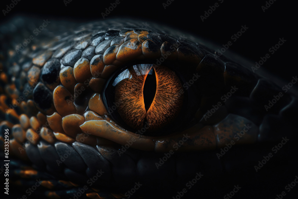 Fototapeta premium Cobra's eyes macro close up. AI generated