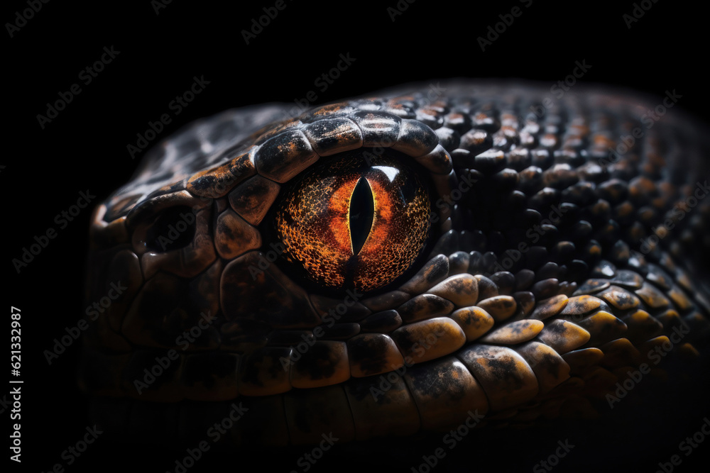 Fototapeta premium Cobra's eyes macro close up. AI generated