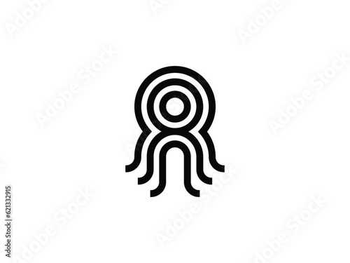 abstract octopus with geometric line style logo design