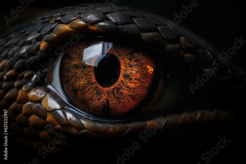 Cobra's eyes macro close up. AI generated photo