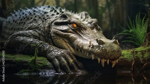 portrait of a scary crocodile AI generated